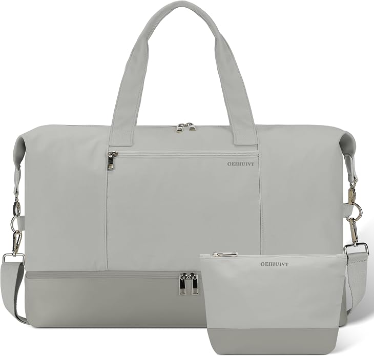 Women's Weekender bag Travel Duffel Bag with Shoe Compartment 21-inch Airline-Approved Carry-On, 2-Piece Overnight Bag Set Personal Item Luggage by GAYUAPEIABAG
