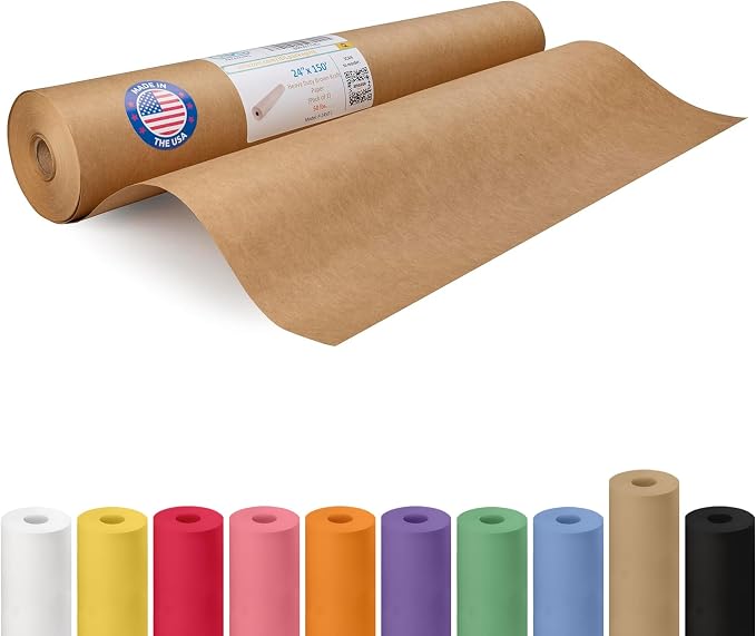 IDL Packaging Brown Paper Roll 24" x 1800" (150 feet) - USA-Made Thick Brown Wrapping Paper 50lb Thickness for Packing, Moving, Shipping & Crafts/Arts - 100% Recycled Natural Craft Wrap Material by IDLPackaging