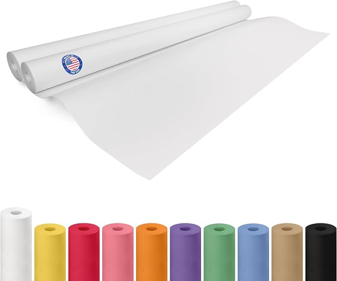 Extra White Offset Kraft Paper Roll 48" x 2160" (180 ft), 2-Pack – USA-Made 50lb Premium Eco Paper, Brighter-Than-Standard White – Ideal for Arts & Crafts, School Projects, Wrapping by IDL Packaging by IDLPackaging