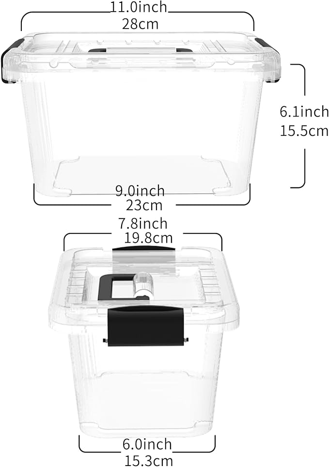 Cetomo 6Lx20 Pack Storage Boxes, Storage Box with Lids and Handle for Home Dorm Office Organization, Stackable Nesting Tote Container, Plastic, Clear, 6L-20 Pack - Image 3