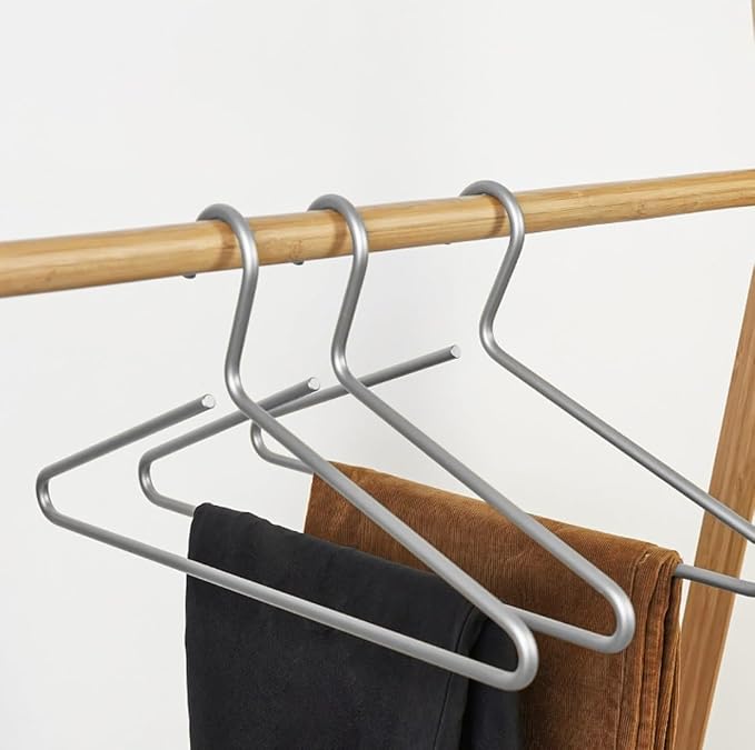 Premium Matte Silvery Aluminum Coat Hangers 10 Piece Set, 16.5” Extra Smooth & Durable Metal Shirt Dress Hanger,Aluminum Alloy Hanger,Clothing Support,Clothing Hang - Image 3
