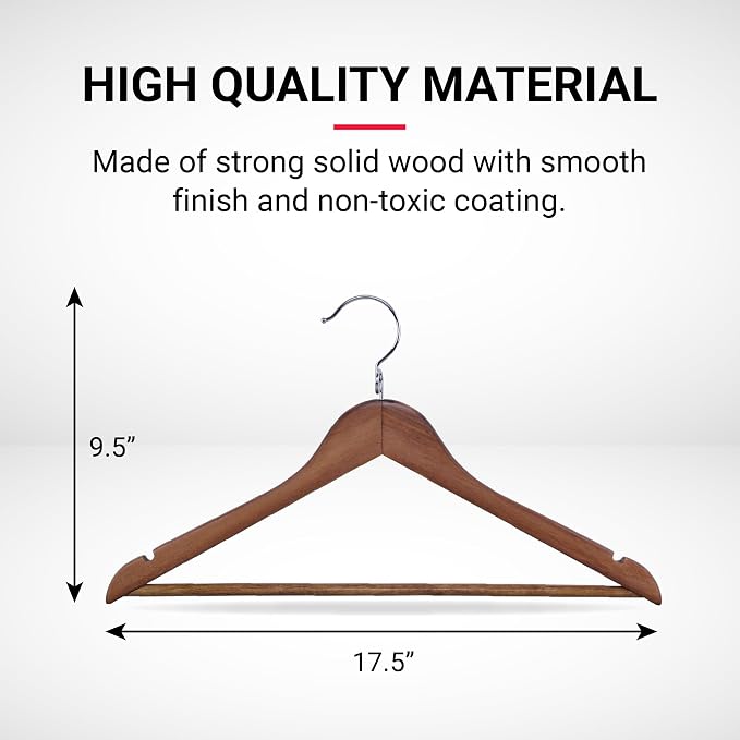Proman Products Kascade Space Saving Wooden Hangers Clothes Hangers 50 Pack | Kascade-style cascading design saves closet space and lets you customize your wardrobe organization in a natural wood finish. - Image 3