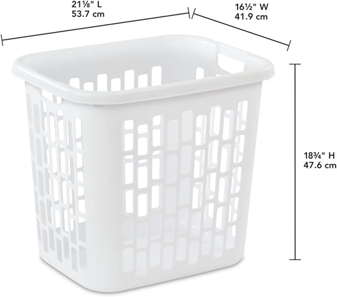 Sterilite Easy Carry Laundry Hamper, Ventilation Holes and Handles to Carry Clothes Between the Laundry Room and Bedroom, Plastic, White, 4-Pack - Image 3