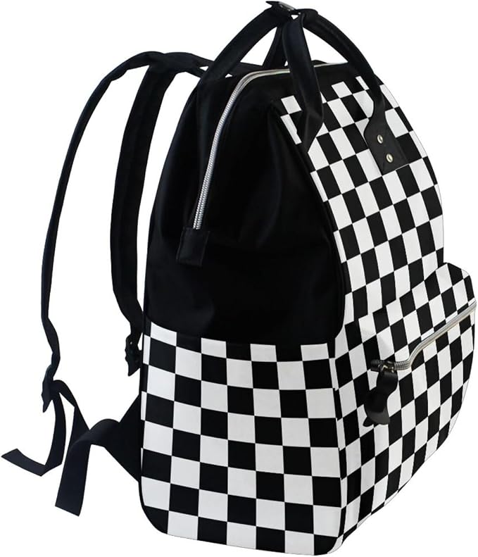 Large Capacity Baby Diaper Bag Waving Checkered Flag Car Racing Durable Multi Function Travel Backpack - Image 3