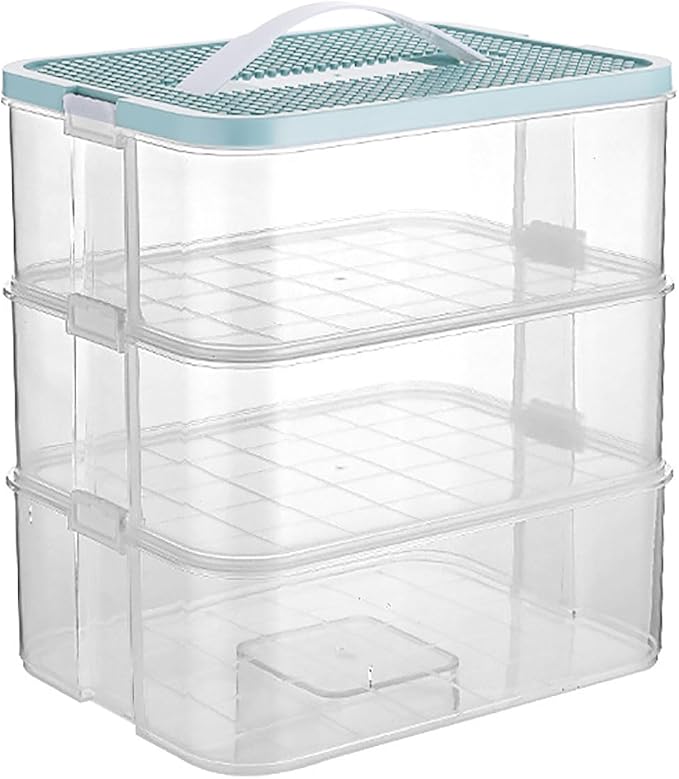 Plastic Storage Organizer for Lego Box Kids Child Toy Stackable Containers with Lids Bins 3 Layers Adjustable Compartments Building Blocks Chest Case - Image 6