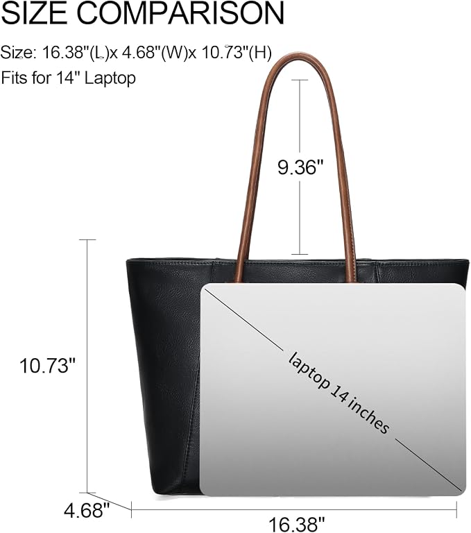 GAEKEAO Tote Bag for Women Vegan Leather Zipper Shoulder Bags Travel Purses | Large Capacity Purse Handbags, Inner Pocket with Key Clip, Fits 14" Laptop, for Casual Work Dating Commute Daily Weekender - Image 5