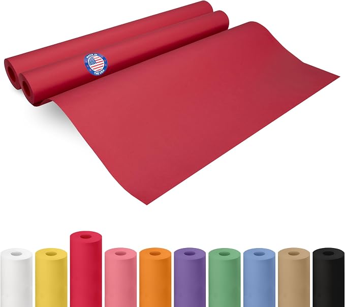 24" x 1200" (100 ft) Red Kraft Paper Roll, Pack of 2 - USA-Made Quality Craft Paper for Gift Wrapping, Kids' Arts & Crafts, School Projects - 100% Recycled, 50 lb Natural Material by IDL Packaging by IDLPackaging