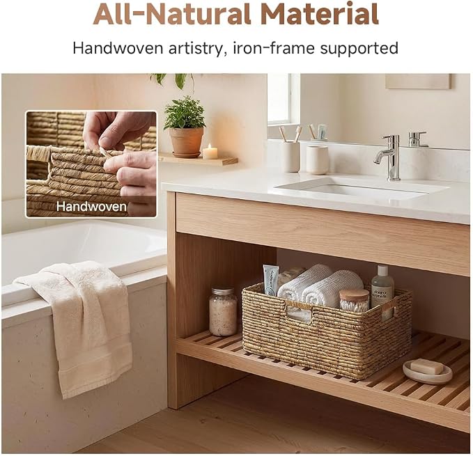 StorageWorks Extra Large Wicker Baskets for Storage, Water Hyacinth, 1-Pack | Wicker Storage Baskets for Shelves, Large Storage Baskets, Pantry Organizers and Storage, Decorative Baskets,16½" x 13" x 7½" - Image 5