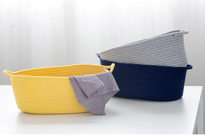 3Pack,Cotton Rope Basket,Woven Storage Basket,Toy Baskets,Baby Nursery toys, S 15.4 x 9.4 inches (39 x 24 cm) - Image 3