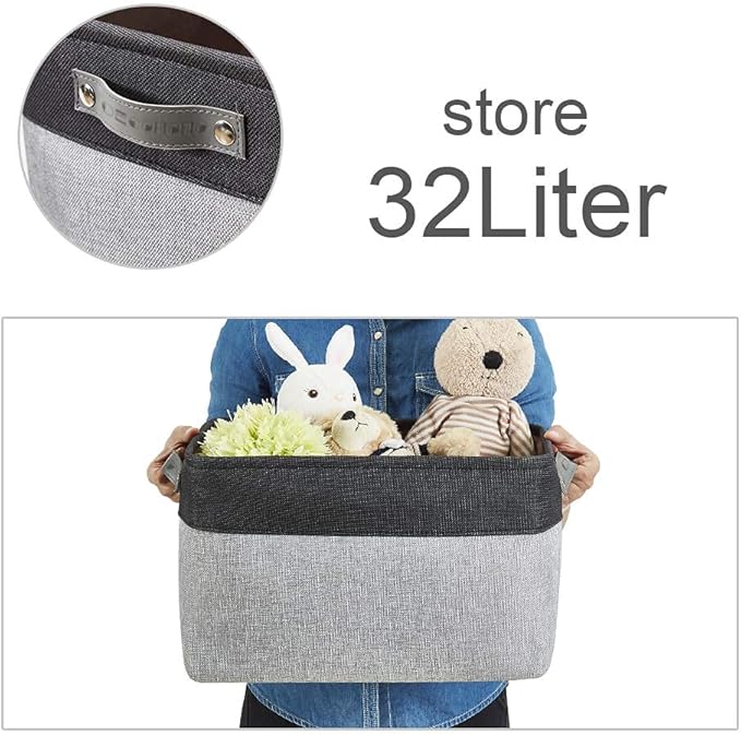 DECOMOMO Storage Bins, Extra Large Fabric Storage Baskets for Shelves 3Pack | 15.8 x 12.5 x 10 inches Decorative Linen Closet Organizers (Grey & Black) - Image 4