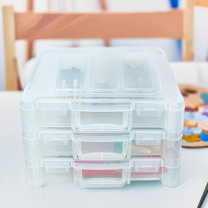 ArtBin 6913ZZ 12" x 12" Portable Art & Craft Organizer with Handle 3-Pack, [3] Plastic Storage Cases, Clear - Image 2