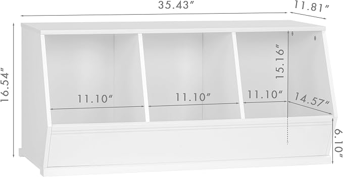 UTEX Stackable Kids Toy Storage Cabinet, Toy Organizer Bin, Cubby Toy Shelf | DIY Play Space, Slanted Front Panel, Toddler Toy Storage, Playroom, Toy Room, Living Room, Nursery, Gift, White, 3 Cubby - Image 2