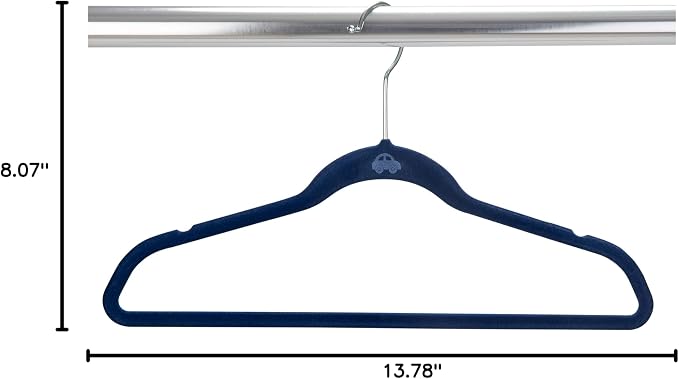 Simplify 100 Pack Kids Velvet Hangers | Slim | Non-Slip Design | Space Saving | Childrens Clothes | Shirts | Pants | Dresses | Baby Nursery | Closet Storage & Organization | Navy - Image 7