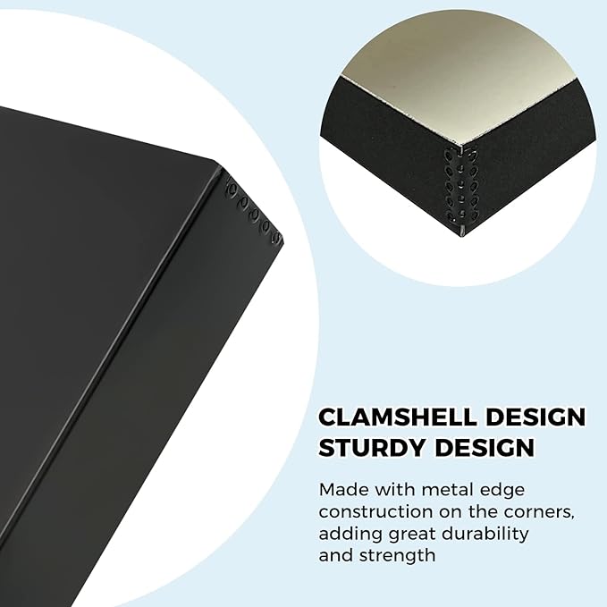 Golden State Art, Clamshell Archival Folio Storage Box 11x14 Inch, Black | Acid-Free Photo Box with Metal Edge Corner, Preserve And Store Paper Documents Cards Prints Arts and Crafts DIY Projects - Image 4