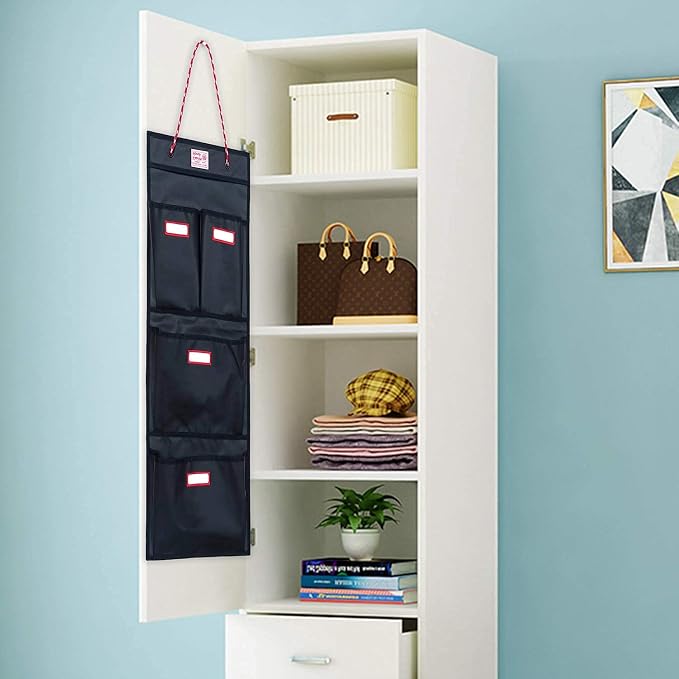 Rough Enough Locker Organizer, 4 Pockets Hanging for Gym Work Wall, Black | Water-Repellent, Heavy Duty Tarpaulin, 27 x 11 Inch, 2 Small + 2 Large Pockets, for Police, Officer, Teacher - Image 2