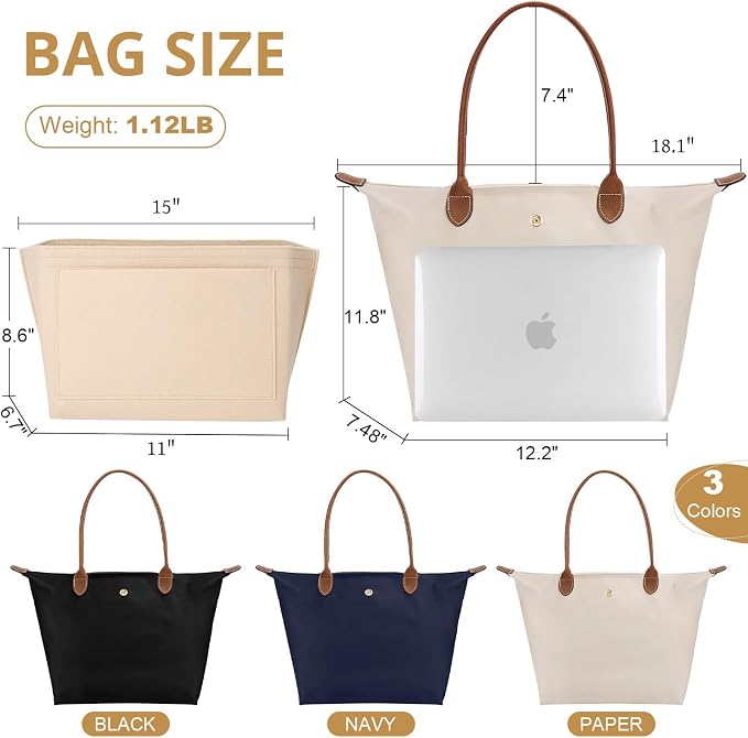 Tote Bag for Women with Purse Organizer Insert. | Foldable Large Capacity Waterproof Nylon Bag for Travel, Work, and Daily Use. - Image 6