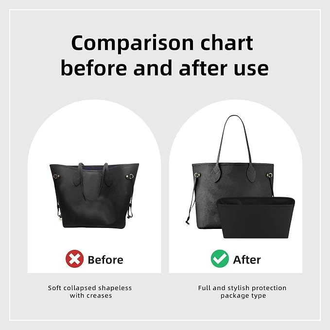 DGAZ Purse Organizer Insert Fits Neverfull-Mini/PM/MM/GM Bags，Silk Bag Organizer，Luxury Handbag & Tote Shaper（GM, Black） | Soft and Lightweight,Perfect Fit,Multi-pocket Storage,Bag Protector,Luxury Bag Care,Handmade,for Smooth Bag Organizer - Image 4