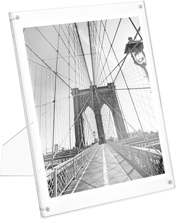 Isaac Jacobs 8x10 Clear Acrylic Magnetic Picture Frame with Two-Way Easel | Plain Acrylic Picture Frame, Magnetic Photo Frame, Made for Tabletop Display by IsaacJacobs