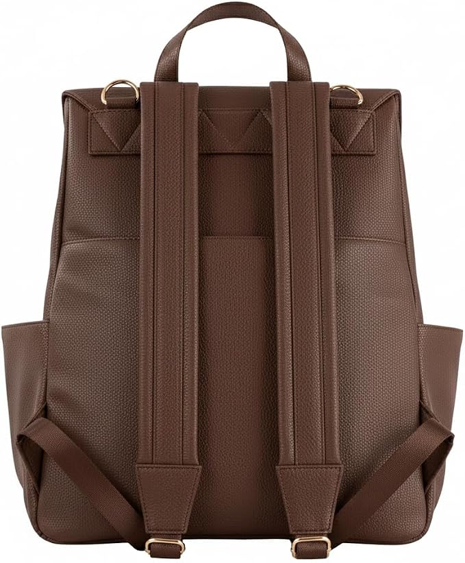 Vegan Leather Baby Backpack, with Front Zip Pocket (Chocolate) - Image 4