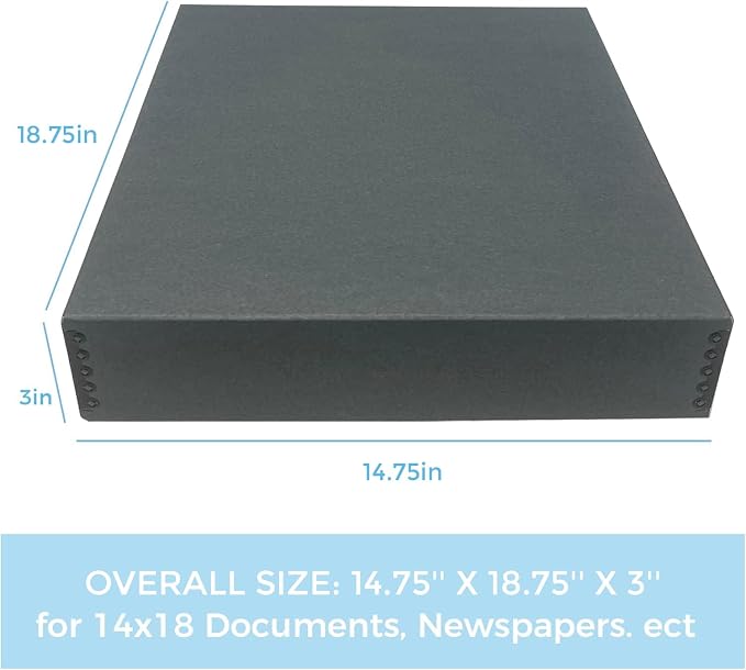 Lineco Drop Front Archival Storage Box, 14.75x18.75x3 in, Gray, 2 Pack | Acid-Free with Metal Edge, Preserves Picture Longevity, Organize Photos, Newspapers, Prints, Documents, Crafts, DIY - Image 2