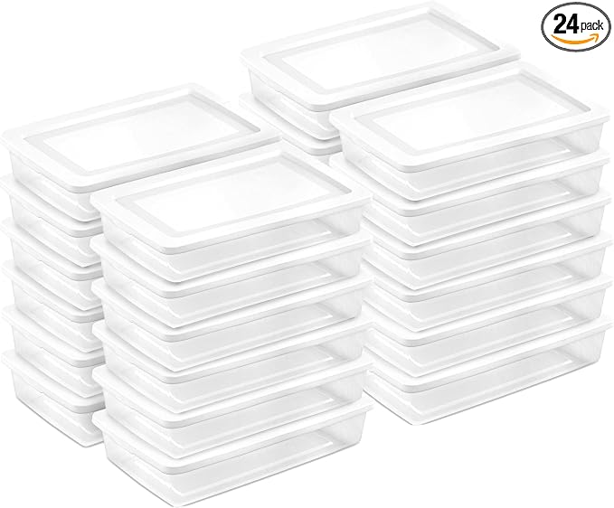 Sterilite 24-Pack 41 Quart Storage Box, Stackable Clear Plastic Bins with Snap-On Lids - Heavy-Duty Organizing Containers for Closet, Bathroom, and Office by Sterilite