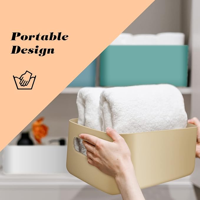 OWill 7-Pack 7.2 L Plastic Storage B-ins and Baskets for Efficient Home Classroom Organization - Small Containers in Multiple Colors for Kitchen, Cupboard Box, Bathroom Organizer on Shelves and Tubs - Image 4