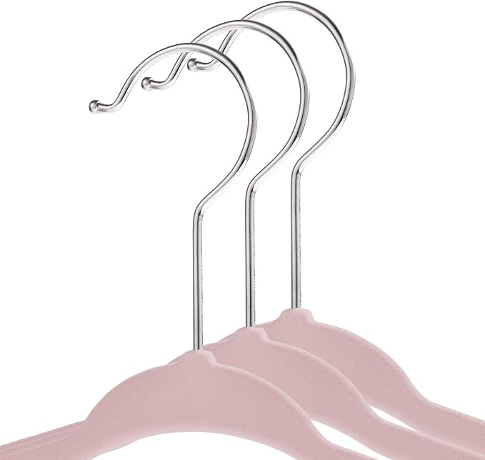 Casafield 50 Velvet Baby Hangers - 11" Size for Infant & Toddler Clothes - Light Pink - Image 2