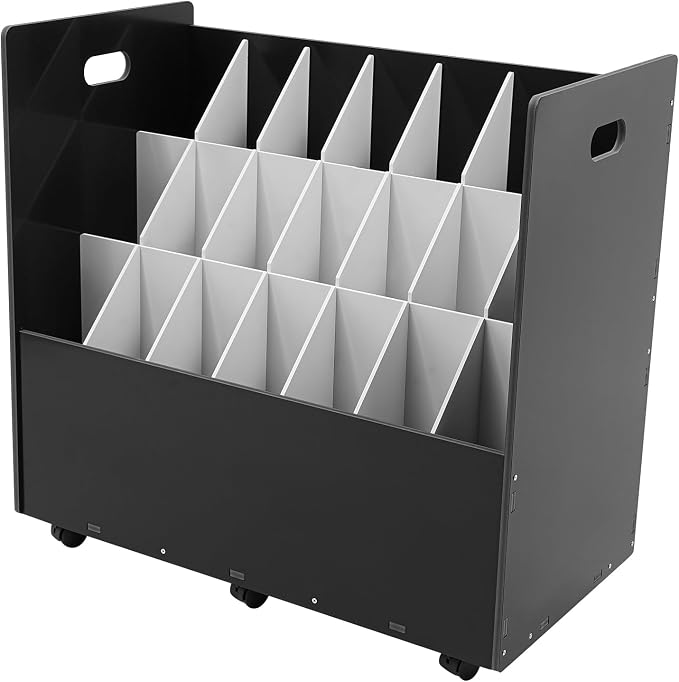 Blue Print Storage Organizer with Wheels, 21 Slots Roll Files Cart, Black | Mobile Blueprint Storage Rack Cart, Construction Plan Holder, Map Poster Storage Cabinet for Office Home School - Image 8