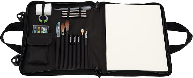 Creative Mark Sketch Folio Plus - Water-Resistant Zippered Nylon Sketch Padfolio, Black Art Travel Bag for Plein Air Artists, Holds 9x12 Sketchbook, Pockets for Brushes, Pencils & Accessories - Image 4
