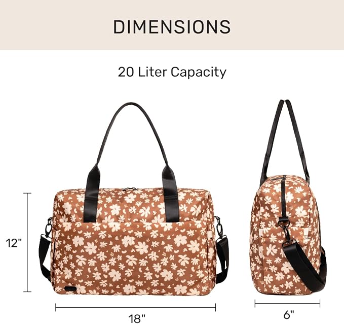 Austin Carry-On Travel Duffel Bag for Women, 18” Weekender Bag with Laptop Sleeve, Durable Material, and Trolley Sleeve, Ideal for Work, Gym, and Overnight Trips (Terracotta Blossom) - Image 5