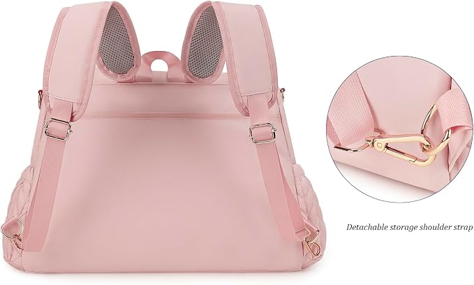 Lmbabter Diaper Bag Backpack Messenger Bag Travel Backpack Maternity Bags Stylish Baby Bag with Changing Pad for Mom (Pink) - Image 3