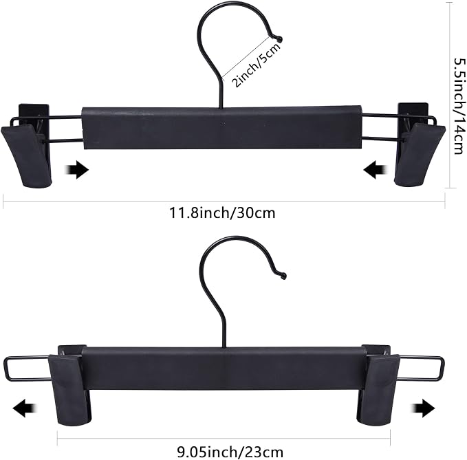 NORTHERN BROTHERS Pants and Skirt Hangers with Adjustable Clips, 50 Pack, Slim Non-Slip Clip Hangers, 360 Degree Swivel Hook, Black - Image 5