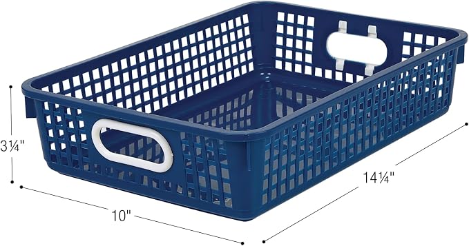 Really Good Stuff Small Desktop Paper Storage Baskets, 14" x 10" x 3.25" | 6-Pack, Navy, Versatile Storage Solution for Classroom, Home & Office, Storage, Multi-Purpose - Image 8