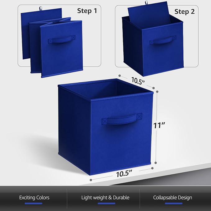 Sorbus 11 Inch Storage Bins - Sturdy Collapsible Fabric Storage Cubes with Handle - 12 Foldable Baskets for Organizing Clothes, Toys, Books - Storage Baskets for Shelves, Closets - Image 3