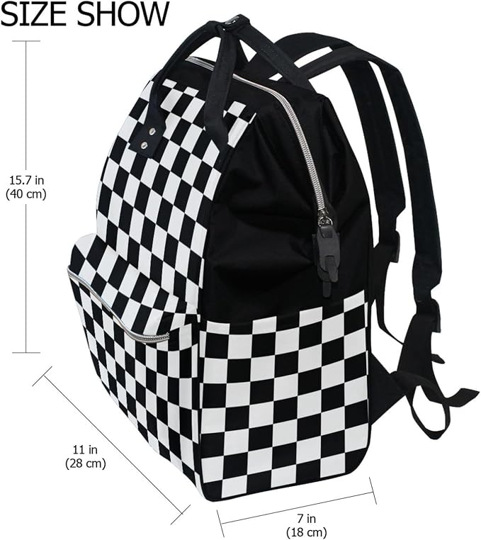 Large Capacity Baby Diaper Bag Waving Checkered Flag Car Racing Durable Multi Function Travel Backpack - Image 2