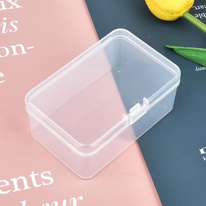 20 Pack Rectangular Mini Clear Plastic Storage Containers | Hinged Lid, For Beads and Small Craft Items, 3.35 x 2.17 x 1.38 inch - Image 4