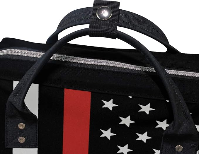 Large Capacity Baby Diaper Bag American Honoring Firefighter Flags Durable Multi Function Travel Backpack - Image 5