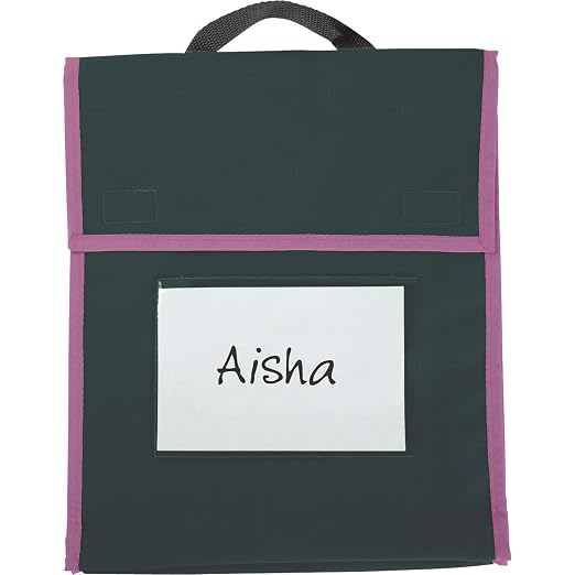 Really Good Stuff Store More Medium Book Pouches, 4-Pack, Black/Neon Trim | Ages 4+, PreK+, Stitched-on Handle, Clear Name Tag Pocket, Durable Fabric, Water Resistant, Send Home Books & Homework - Image 5