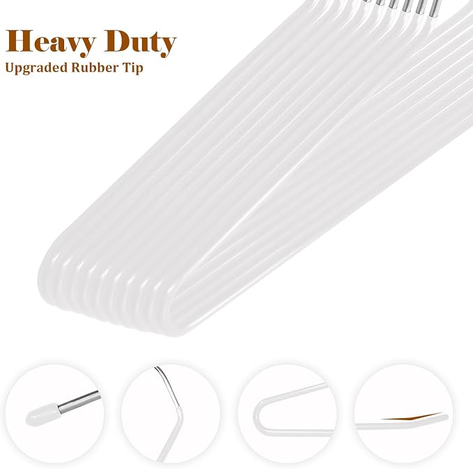 Open Ended Pants Hangers,30-Pack Clothes Hangers Space Saving, Non-Slip Pants Hangers,Black Metal Hangers Design for Jeans,Slacks,Scarf (White) - Image 5