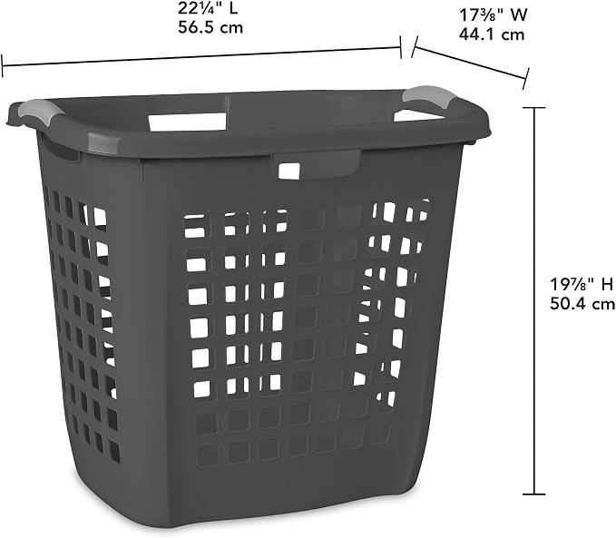 Sterilite Ultra Easy Carry Hamper, Laundry Basket Organizer, 4-Pack | 2.1 Bushel, Flat Gray - Large Plastic Clothes Storage Bin for Home, Dorm, Bathroom, Closet, and Bedroom Organization - Image 2