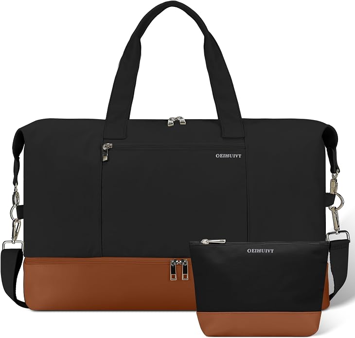 Women's Weekender bag Travel Duffel Bag with Shoe Compartment 21-inch Airline-Approved Carry-On, 2-Piece Overnight Bag Set Personal Item Luggage by GAYUAPEIABAG