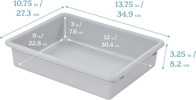 ECR4Kids Letter Size Plastic Tray Organizer with Lids, Small, Storage Bins, Light Grey, 10-Piece | Durable plastic, GREENGUARD Gold Certified, 2 gallon capacity, stackable/nestable, easy-lift lids, classroom & home use - Image 2
