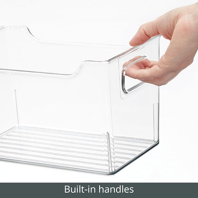 mDesign Deep Plastic Office Storage Bins with Handles for Organization in Filing Cabinet, Closet, or Desk Drawers, Organizer for Notes, Pens, Pencils, and Staples - Ligne Collection - 8 Pack - Clear - Image 5