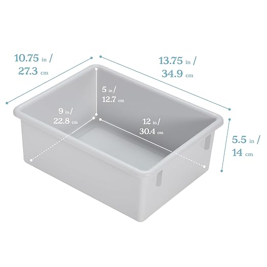 ECR4Kids Letter Size Tray Organizer with Lid, Large, 10-Piece, Light Grey | Durable plastic, GREENGUARD Gold Certified, 1 gallon capacity, stackable/nestable, easy-lift lids, classroom & home use - Image 2