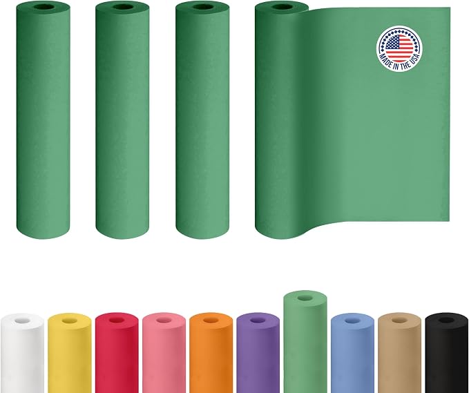 24" x 1200" (100 ft) Green Kraft Paper Roll, Pack of 4 - USA-Made Quality Craft Paper for Gift Wrapping, Kids' Arts & Crafts, School Projects - 100% Recycled, 50 lb Natural Material by IDL Packaging by IDLPackaging