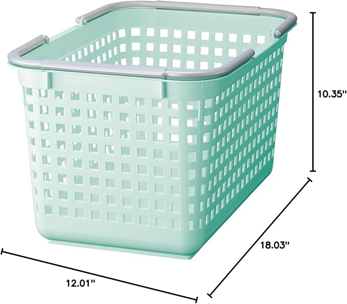 Like-it│SCB-4│Daily use inside or outside of the home. Movable handles make it easy to carry around.|Bathroom essentials, kid's toys, tools, and gardening.|18.03" x 12.01"x 10.35"| Mint Blue |6.6 gal - Image 6