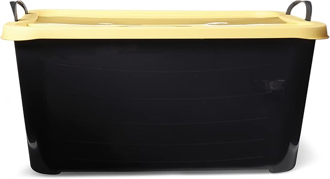 Life Story 6 Pack Heavy Duty Stackable Storage Bin, 55 Quart Home Organizer, Versatile Lightweight Locking Bins with Carrying Handles, Black/ Yellow - Image 3