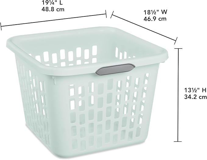 Sterilite Laundry Basket, Plastic Clothes Hamper, Large Square Bin with Comfort Grip Handles and Reinforced Rim, 1.5 Bushel Capacity, Mint, 12 Pack - Image 3