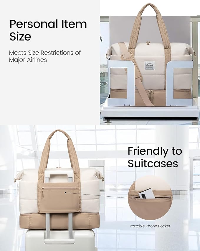 LOVEVOOK Travel Duffle Bag,Weekender Bags for Women with Shoe Compartment，Carry on Overnight Bag with Toiletry Bag,Gym Duffel Bag with Wet Pocket, Hospital Bags for Labor and Delivery - Image 5
