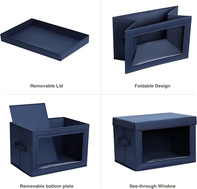 Minimalist 6 Pack Large Fabric Storage Bins with Lids, Navy Blue, 14 Inch. - 6 Count, Ideal for Clothes, Books, CD, Bedroom, Living Room - Image 7